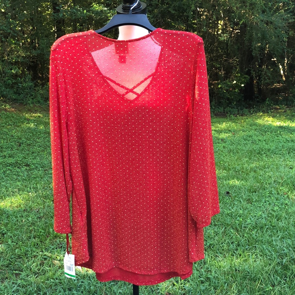 Red Top with Metallic Accents